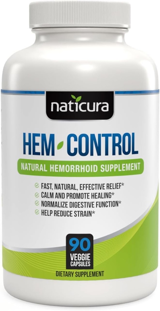 Hem- Control - Hurtig effektiv hæmoridbehandling supplement - Kraftig Formel til at fremme symptomlindring, Shrinking of hæmorider, Ease Diskomfort - 90 Vegan Kapsler - Made in USA