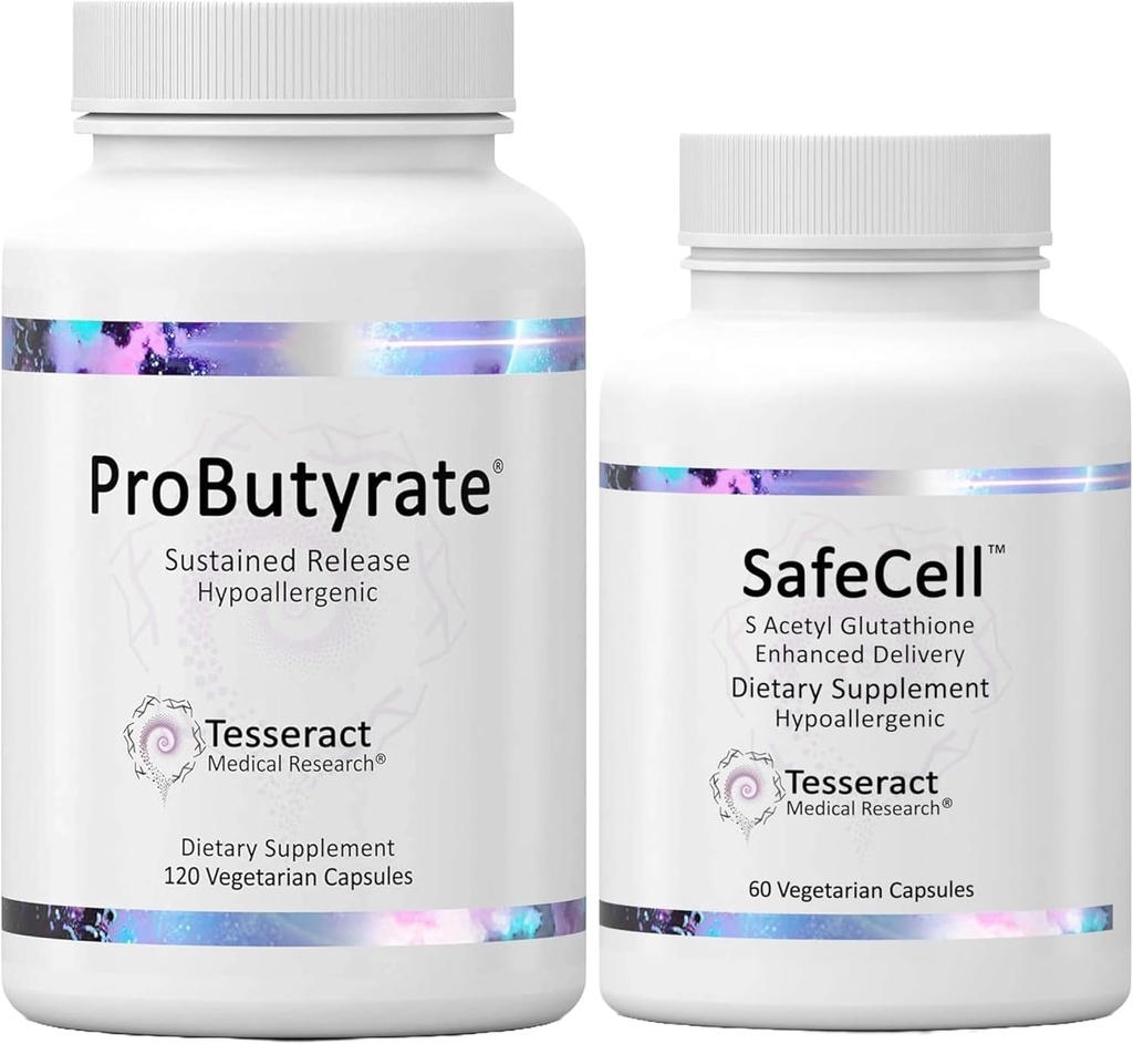 Tesseract ProButyrate Gut Health & SafeCell S- Acetyl Glutathion Neuro Support Bundle - 600mg + 300mg, 120 + 60 Kapsler, Antioxidant & Gut Microbiome Balance