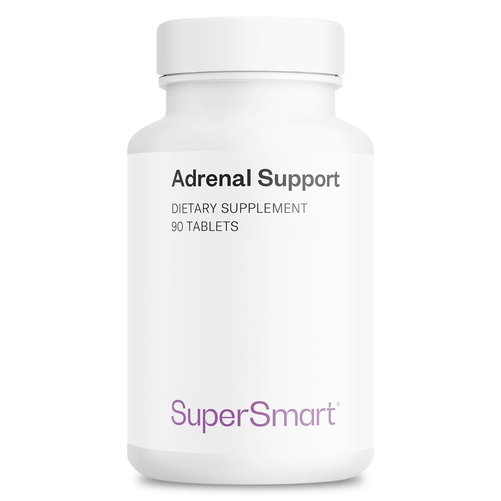 Supersmart - Adrenal Support (Advanced Formel) - med Rhodiola Rosea, Holy Basil Tulsi, Magnesium - Adaptogene Urter Support 124; Non- GMO & Gluten Free - 90 tabletter