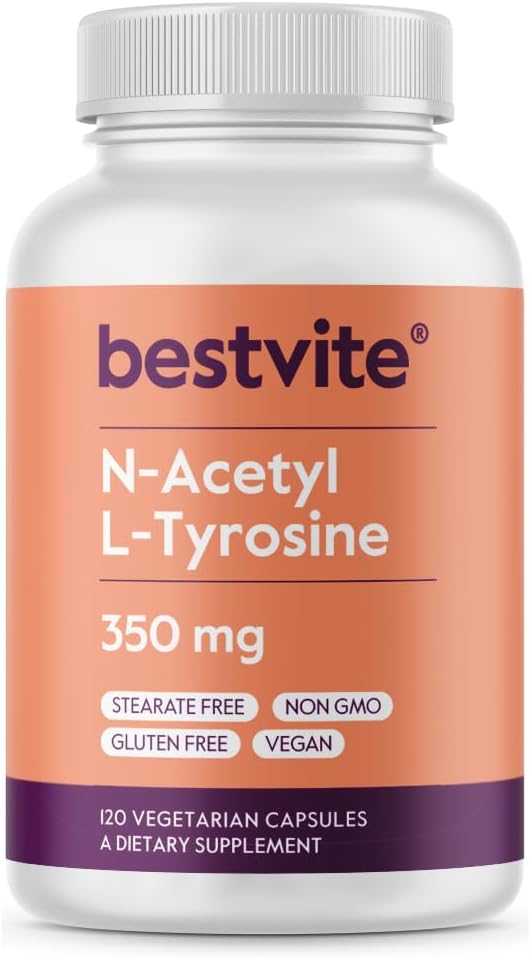 BESTVITE N- Acetyl L- Tyrosin 350mg (NALT) (120 kapsler) - Ingen stearater - Non GMO - Gluten Free