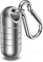Small Pill Holder Keychain, JEINAPA Titanium Waterproof Mini Portable Pocket Pill Case Travel Pill Container, Nitroglycerin Tiny Metal Pill Box Pill Organizer for Outdoor Camping (Large, Style 3)