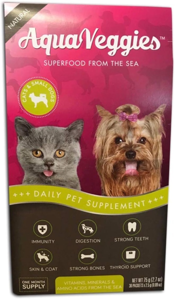 Superfood fra havet for kæledyr, 75g Small Dog / Kat 30 x 2,5 g Daily Superfood Packs (Måned Supply) Muti- Vitamin / fordøjelse / Hud & Coat / Immunitet / Energy SUPERFOOD Nutrition!