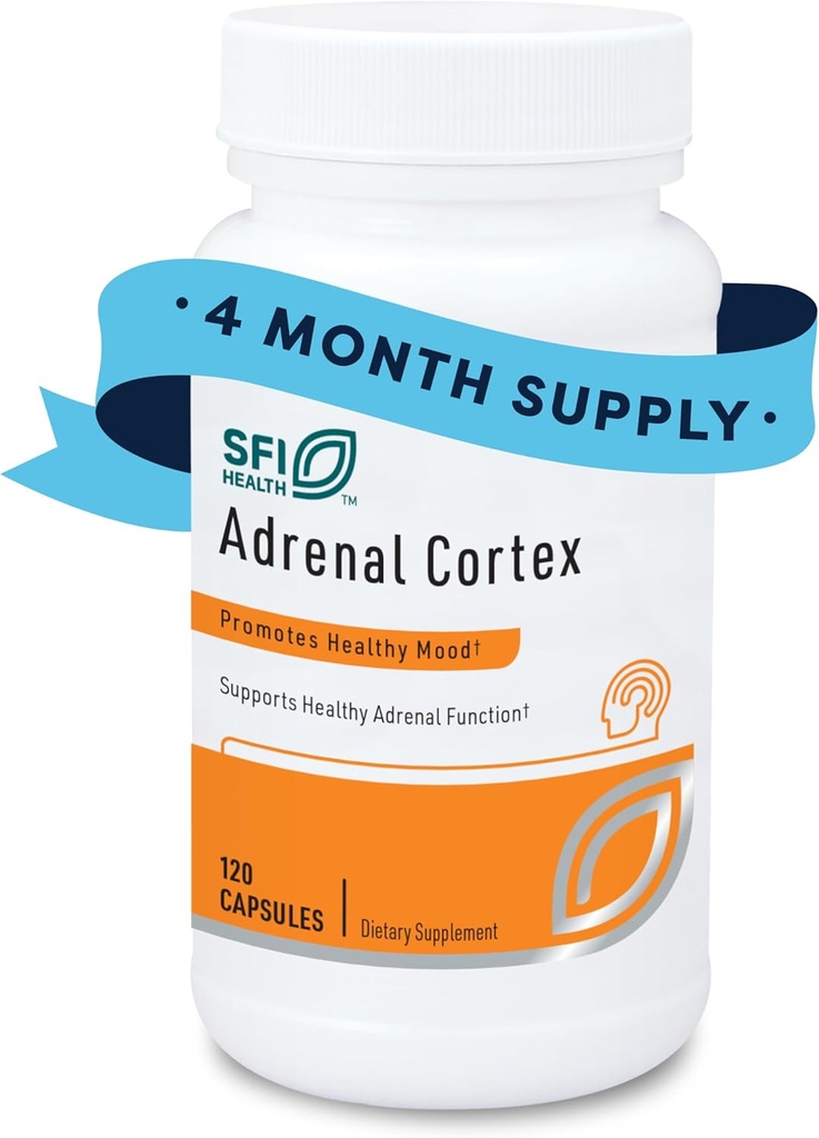Claire Labs SFI Health Adrenal Cortex - Målrettet Adrenal Support Kosttilskud til Cortisol Sundhed - Renset, BSE-Free Lyofilized Extract fra Pastorer- Fed Bovine (120 kapsler)