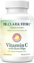 Dr. Clark Vitamin C med Rose HIPS supplement - 1000mg, 100 Gelatine kapsler, immunforsvar & antioxidant beskyttelse