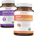 Adrenal & Ashwagandha (1 - Måned Supply) Rolig & Energize Bundle - Adrenal Support med L- Tyrosine (120 Kapsler) & USDA Organic Ashwagandha 1350mg Ashwagandha Root Powder per Serve (60 Kapsler)