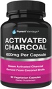 Pure Organic Activated Charcoal Kapsler - 600 mg per Kapsel, 90 Vegetariske Kapsler