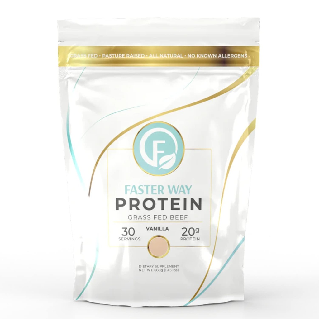 Hurtigere måde - Proteinpulver - Hydrolyseret grass Fed Oksekød - 20g protein per servering - Muskelvækst & Inddrivelse - 9 essentielle aminosyrer - Sukker, Gluten & Dairy Free - Non- GMO - Vanilla - 30 Servere
