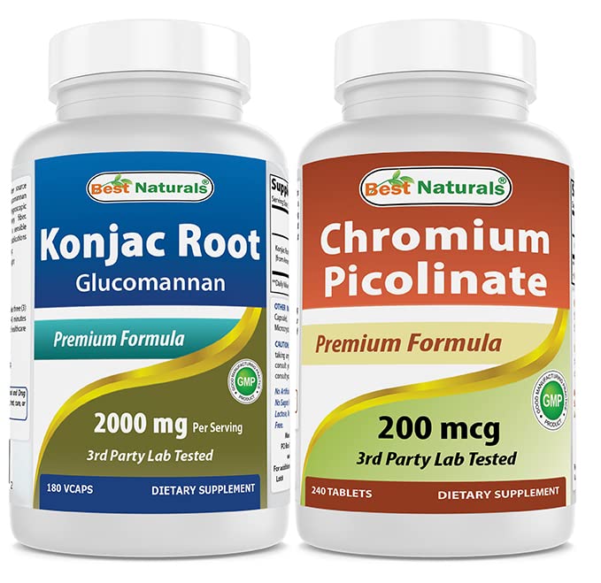Bedste Naturals Konjac Glucomannan Root 2000 mg & Chrom Picolinate 200 mcg