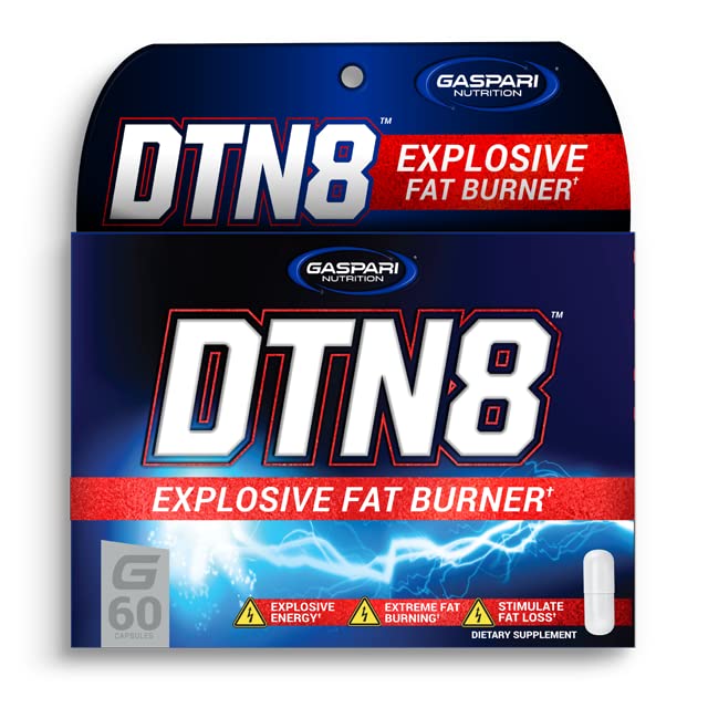 Gaspari Nutrition DTN8: Eksplosiv Fat Burner, Natural Energy and Mental Focus, Adrenal and Stress Support (60 kapsler)