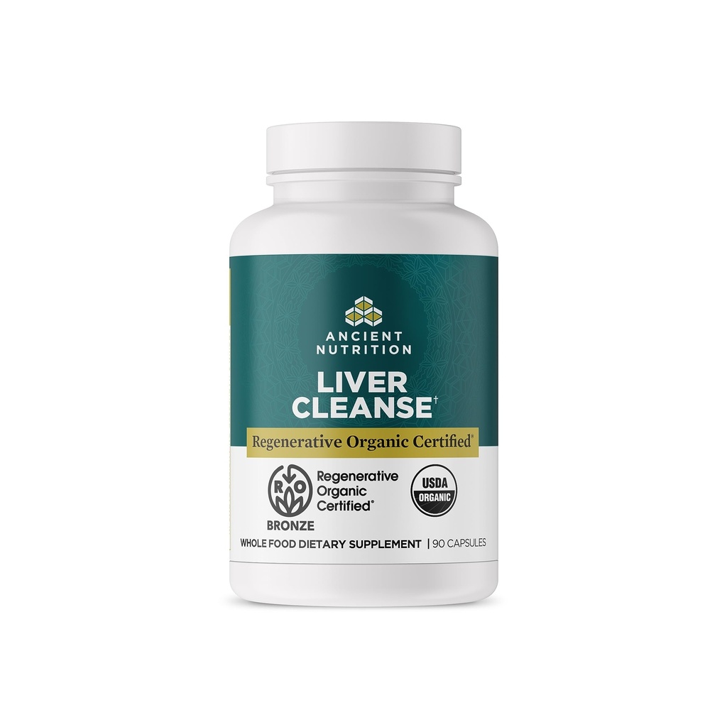 Ancient Nutrition Regenerative Organic Certified Lever Cleanse Supplement, Ancient Herbals Lever Cleanse med mælk tidsel, Burdock Root & Reishi for Optimal Lever Support, Gluten Free, 90 Greve