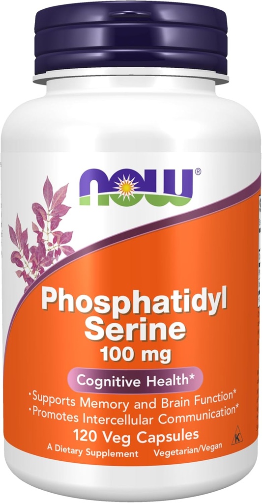 Now Foods Supplements, Phosphatidyl Serine 100 mg med phospholipid compound derived from Soy Lecithin, 120 Veg Capsules
