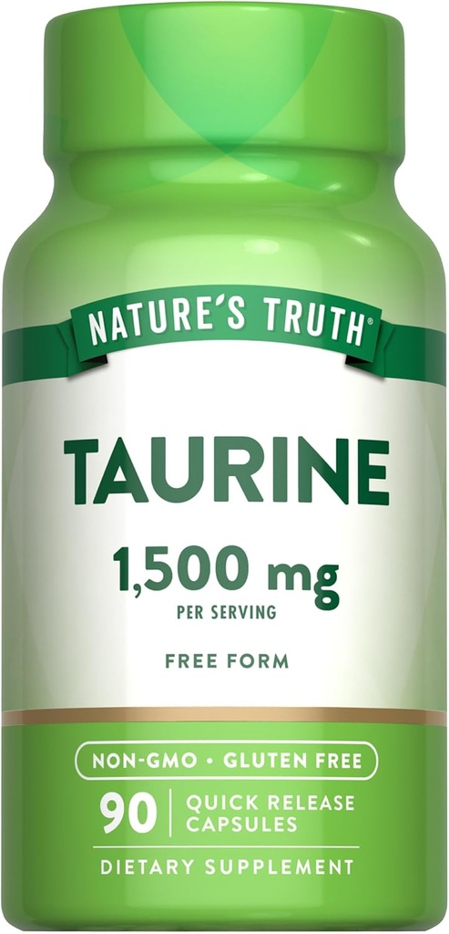 Nature 's Truth Taurine Supplement- 124; 1500mg - 124; 90 Kapsler - 124; Non- GMO & Gluten Free Aminosyre- supplement