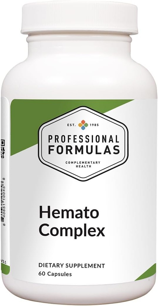 Professional Formulas Hemato Complex – Comprehensive Blood Support with Liver & Spleen Glandulars, Iron, B Vitamins, Folate & Astragalus – Promotes Red Blood Cell Formation & Energy – 60 Capsules