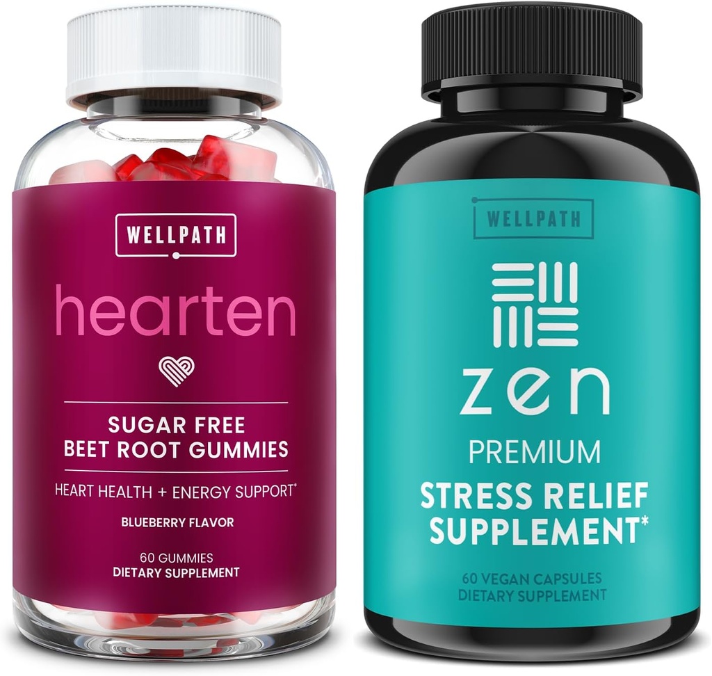 WellPath Beet Root Gummies (Sugar Free) 1500 mg - Blueberry Flavor til blodtrykssupport og Zen Stress Relief Supplement + Mood Support Budd124; Rolig, Stress & Energy Support, 60 Ct