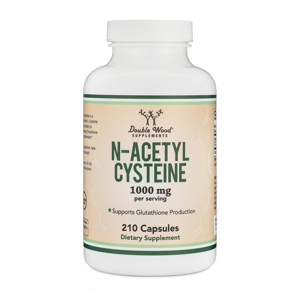 NAC supplement N- acetyl cystein (1000 mg per servering 500 mg per kapsel, 210 kapsler) (tredje part testet) med odor maskering teknologi til at boost Glutathione niveauer med Double Wood