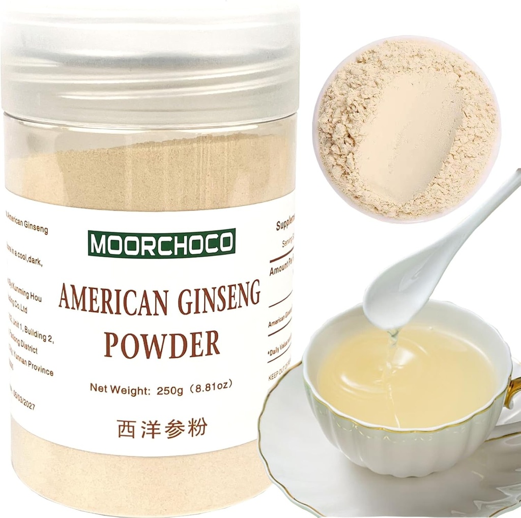 Ginseng Powder Wisconsin Ginseng Root Powder - Non-GMO, Gluten Free Poweded - Brug amerikansk Ginseng Herbal supplement til Smoothies, Bagning, Tea