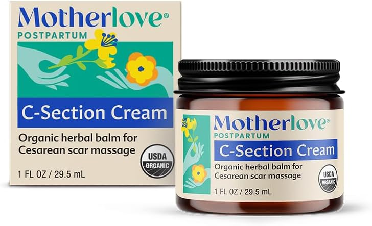 Motherlove C- Section Cream (1oz) Organic Herbal Nourishing Scar Cream - lindrer ubehag, mens minimering udseende og reducere Scar Tissue Build- up - Non-GMO, Cruelty- Free