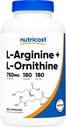 Nutricost L- Arginin L- Ornithin 750mg; 180 kapsler