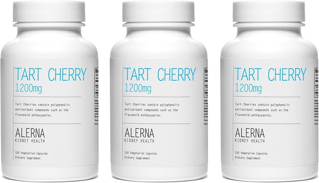 Tart Cherry Extract 1200 mg, 100 vegetariske kapsler - (pakke af 3), Fælles sundhedsstøtte - Gluten Free, Non- GMO