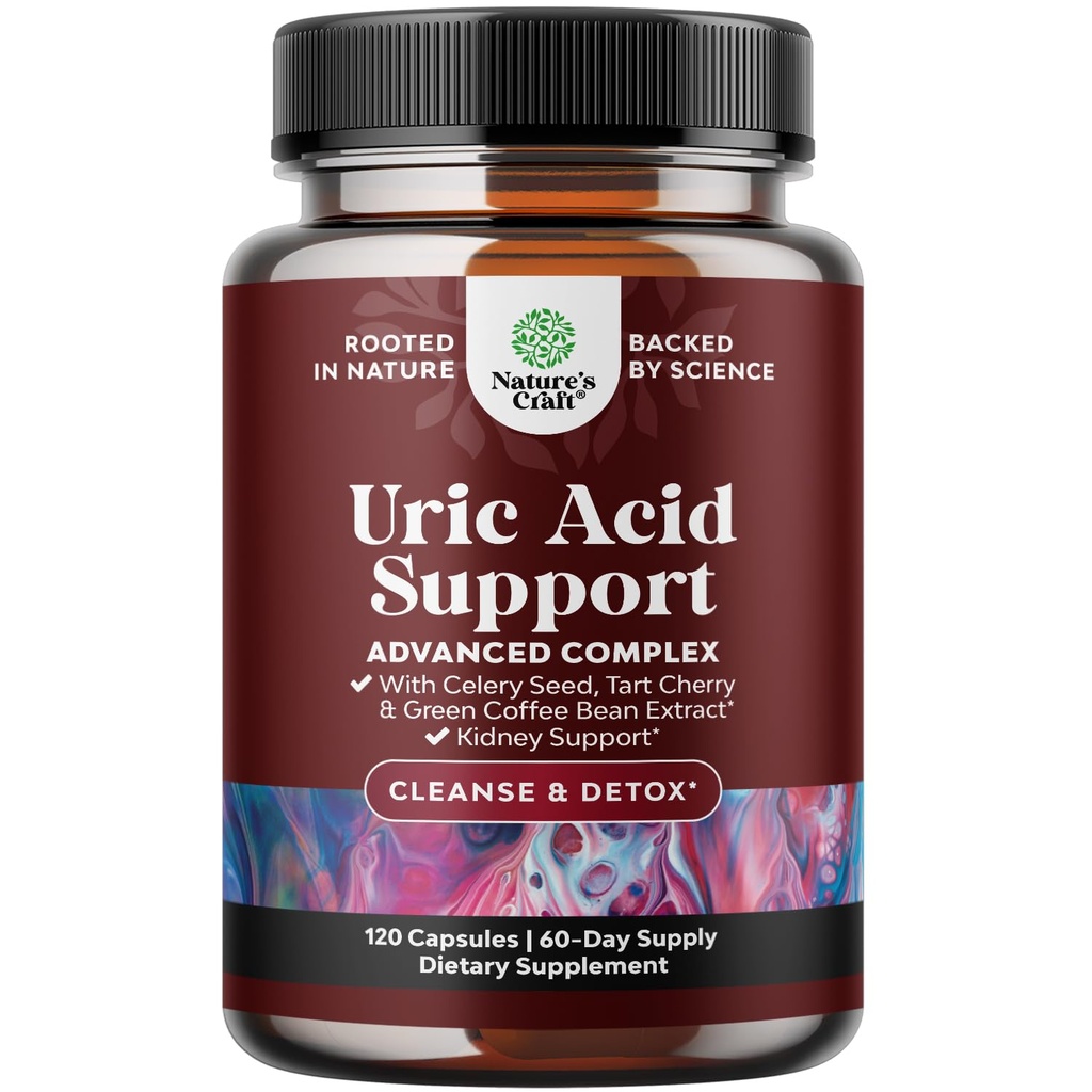 Green Coffee Bean Extract for Uric Acid Cleanse & Detox - Grønne kaffebønner med gurkemeje, Tart Cherry & Selleri frø til voksne - Daglig Uric Acid Flush til Joints Support & Nyre Cleanser - 120 Ct