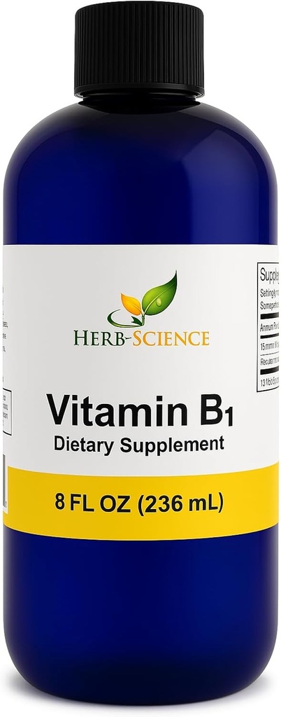 Flydende vitamin B1 Drops - Daily Thiamin supplement til støtte fordøjelse, nervesystem, hjerte sundhed, stress Relief, Natural Energy Booster - 500% DV, 288 Servere pr flaske - 8 fl. oz