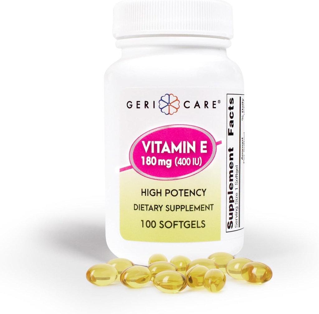 GeriCare High- potens E-vitamin kapsler - 400 IE for hud og immunforsvar, 180 mg 1 125; 100 greve 1 125; Økologisk E-vitamin til kvinder og mænd