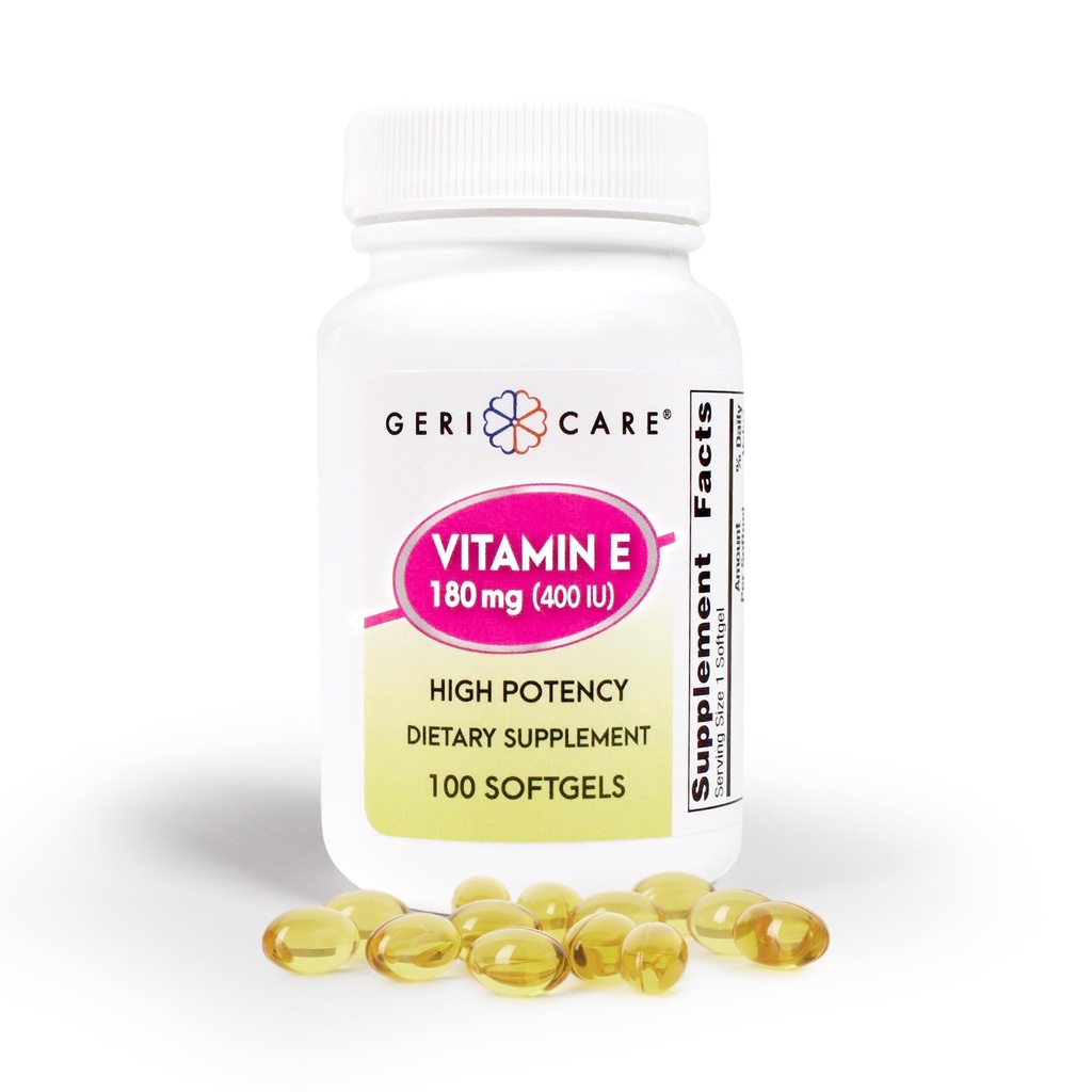 GeriCare High- potens E-vitamin kapsler - 400 IE for hud og immunforsvar, 180 mg 1 125; 100 greve 1 125; Økologisk E-vitamin til kvinder og mænd