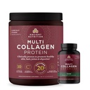 Ancient Nutrition Multi Collagen Advanced Lean Kapsler, 90 Count + Multi Collagen Protein Powder, Unflavored, 40 Servere