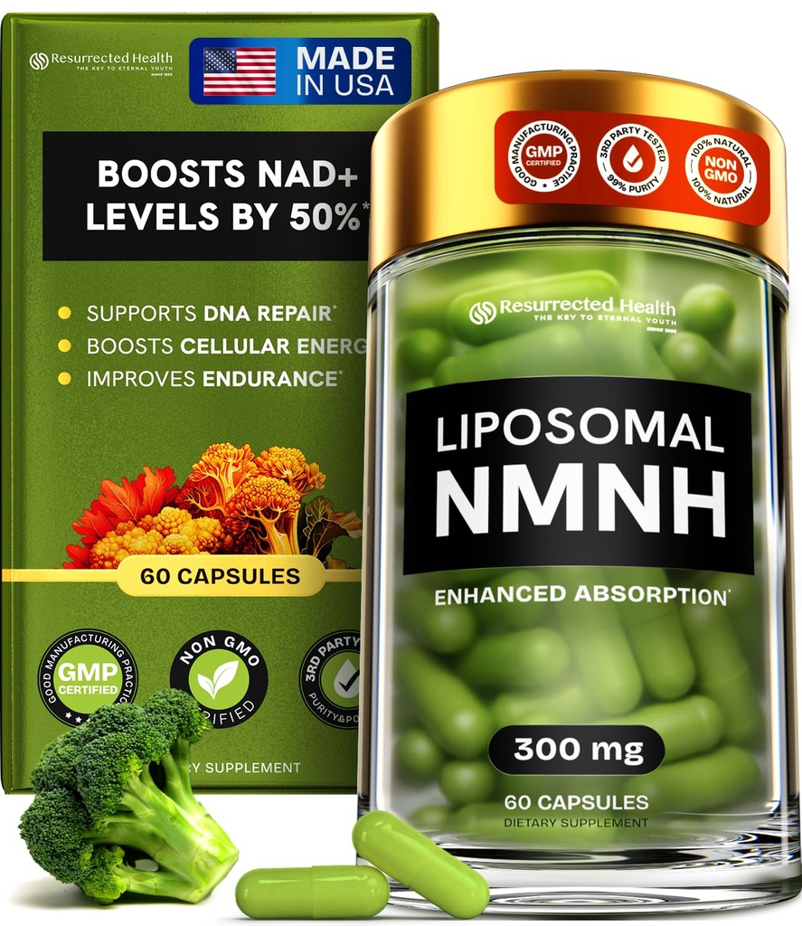 Liposomal NMNH Supplement (Dihydronicotinamid Mononucleotid) - høj renhed NAD for Anti Aging, Energy, Focus - Pure NMNH Organic 60 Kapsler - 300mg