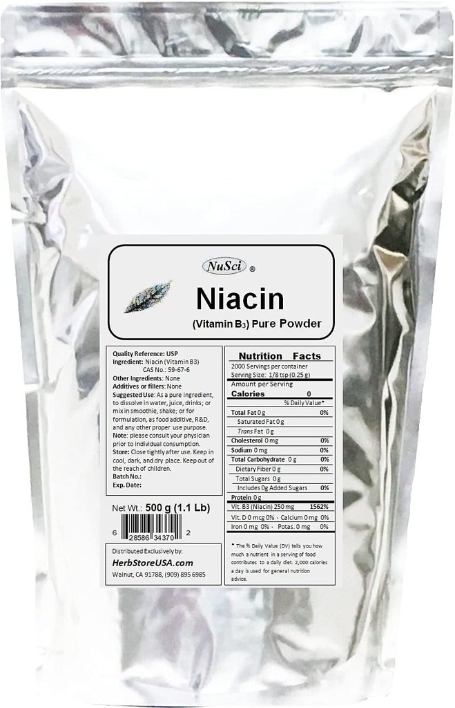 Niacin Vitamin B3 Pure Powder (500 Bedste (1.1 LB))
