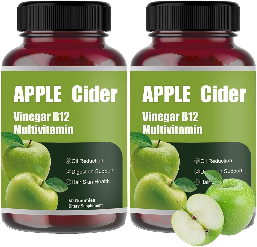 Apple Cider Vinegaver B12 Multivitamin Gummies, Organic Apple Cider Vinegaver Gummies, 60 Gummies Support Normal Energy Nivels & Gut Health Supports Digestion Burning (2)