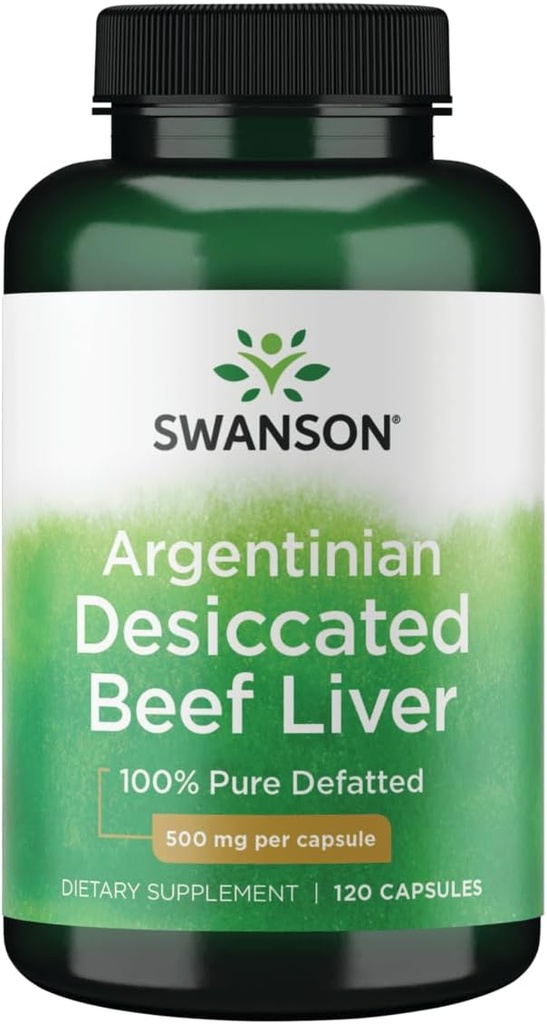 Swanson 100% Pure Defatted Desiccated Beef Liver 500 Milligrams 120 Capsules