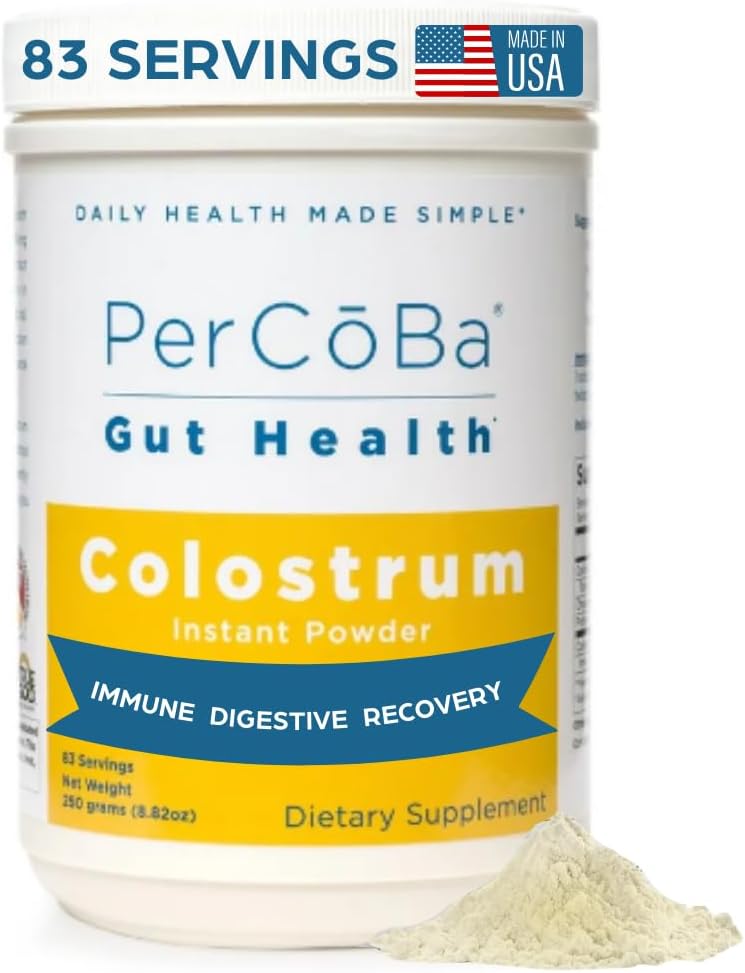 Colostrum Supplement for Gut Sundhed, Bloating, Hårvækst, Muscle Inddrivelse, immunforsvar - Unflavored Bovine Colostrum Powder Made in USA, Non- GMO, Gluten Free, 3 Bedste Per Servering - 83 Servering