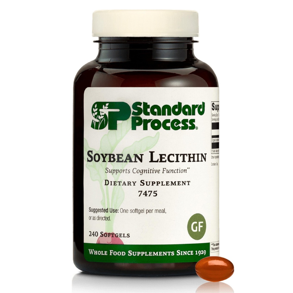 Standard Process Soybean Lecithin - Brain Health Support - Nutritional Whole Food- Based Supplement med essentielle fedtsyrer fra Soybean Lecithin - 240 Softgels