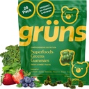 Gruns voksne Super Green Multivitamin Gummies, Superfood Vitamin Gummy Bears med Spirulina, Chlorella, Prebiotic Fiber for fordøjelsessygdomme, Adaptogens supplement, 20 Vitamin & Min, 28 Tæl