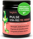 LEGION Pulse Pre Workout Supplement - Alle naturlige nitrogenoxid Preworkout Drink til Boost Energy, Kreatin Free, naturligt sødet, Beta Alanine, Citrullin, Alpha GPC (Koffein Free Green Apple)