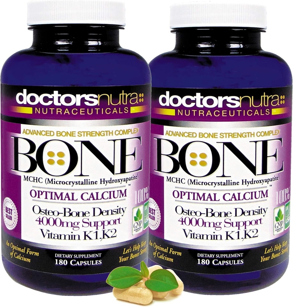 (Pakke af 2) Calcium 1000 Milligram med 4000 Milligram MCHC for komplet Calcium Maksimum Bone Strength Support af Læger Nutra Nutracatives Plus K1. K2, Magnesium, D-vitamin, zink, og mere