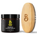 The Beard Club Original Beard Cream & Boar Brittle Beard Børst til mænd - Fugtgivende og hydrering for sundere ansigt hår & hud - Birchwood Beard Børst til styling & tætning