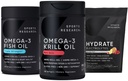 Sportsforskning Antarktis Krill Oil Omega 3 Mini- Softgels 500mg med fosfolipider, Cholin, Astaxanthin, Triple Strength Omega 3 Burpless Fish Oil 1250mg, Sugar Free Multi Flavor Hydrate Elektrolytter