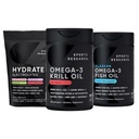 Sportsforskning Antarktis Krill Oil Omega 3 Mini- Softgels 500mg med fosfolipider, Cholin, Astaxanthin, Triple Strength Omega 3 Burpless Fish Oil 1250mg, Sugar Free Multi Flavor Hydrate Elektrolytter