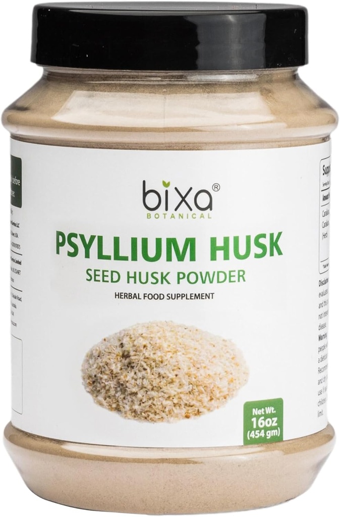 bixa BOTANITIC Psyllium Husk Powder124; Plantago Ovata Buddha Ayurvedic Herbal Supplement 124; vedligeholder Gut Motilitet • 124; 1 Pound / 16 OZ • 124; Gluten Free, Non- GMO, Steam behandlet, Vegan, 100% Pure.