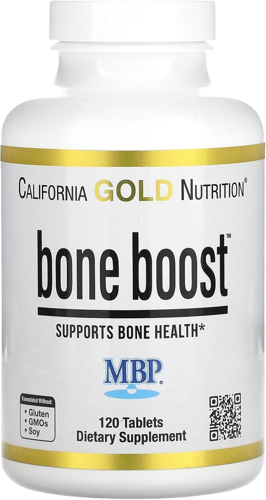 California Gold Nutrition Bone Boost supplement, Støtte til ben sundhed, Nutrient Blend med calcium og D-vitamin, Vegetarisk Friendly, Gluten Free, Non- GMO, 120 tabletter