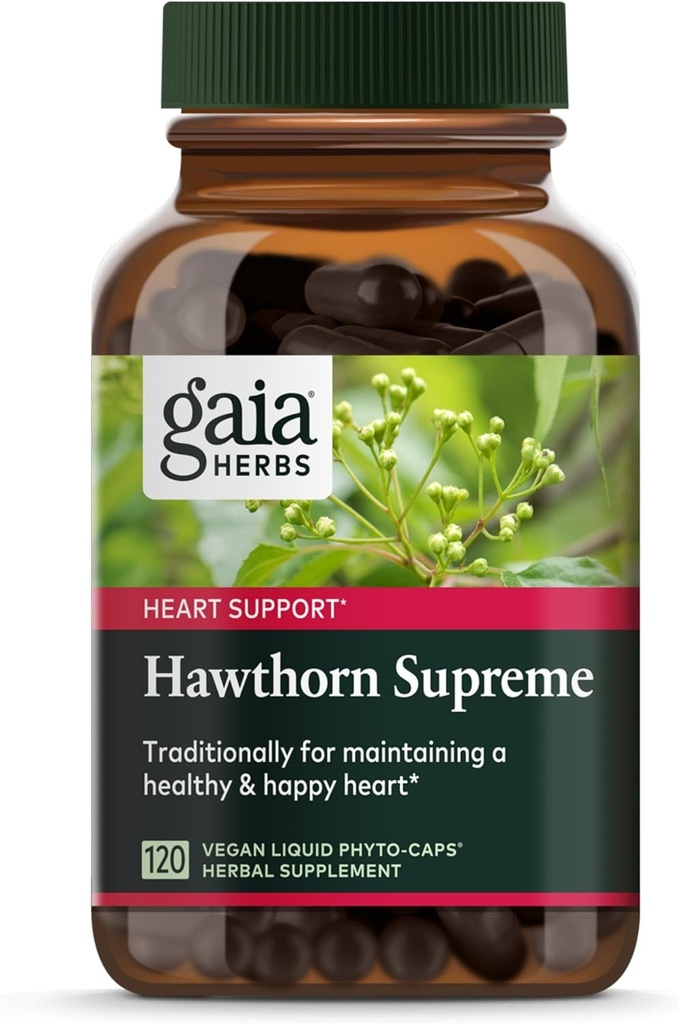 Gaia Herbs Hawthorn Supreme - Hawthorn Berry supplement - med urter Traditionelt bruges til at støtte hjerte sundhed * - 120 Vegan flydende Phyto- kapsler (60-dages forsyning)