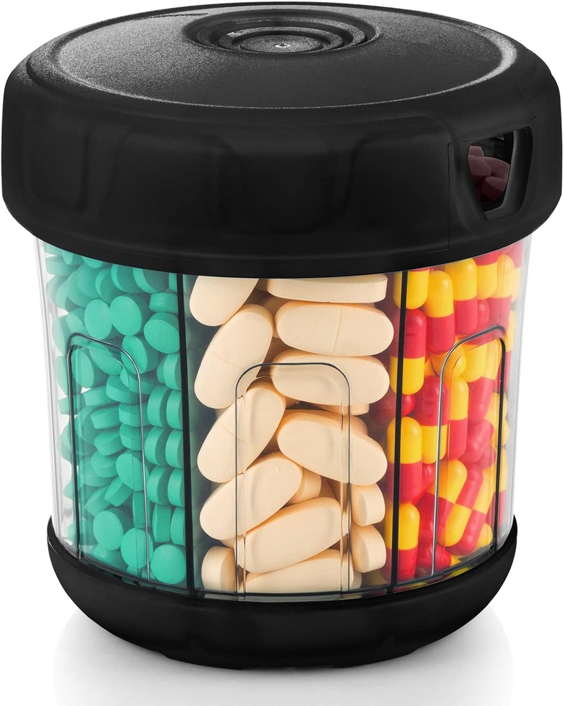 Ekstra stort supplement Organizer med XL 7 komponenter, TPU Soft Lid Let at indlæse og bruge Pille Dispenser, 1 Måned Jumbo Vitamin Holder Medicin Organizer Opbevaring