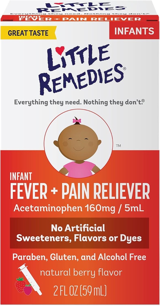 Little Remedies Baby Medicine, Spædbarn Feber og Smerte Relief med Acetaminophen, Berry Flavor, 2 Fl Oz