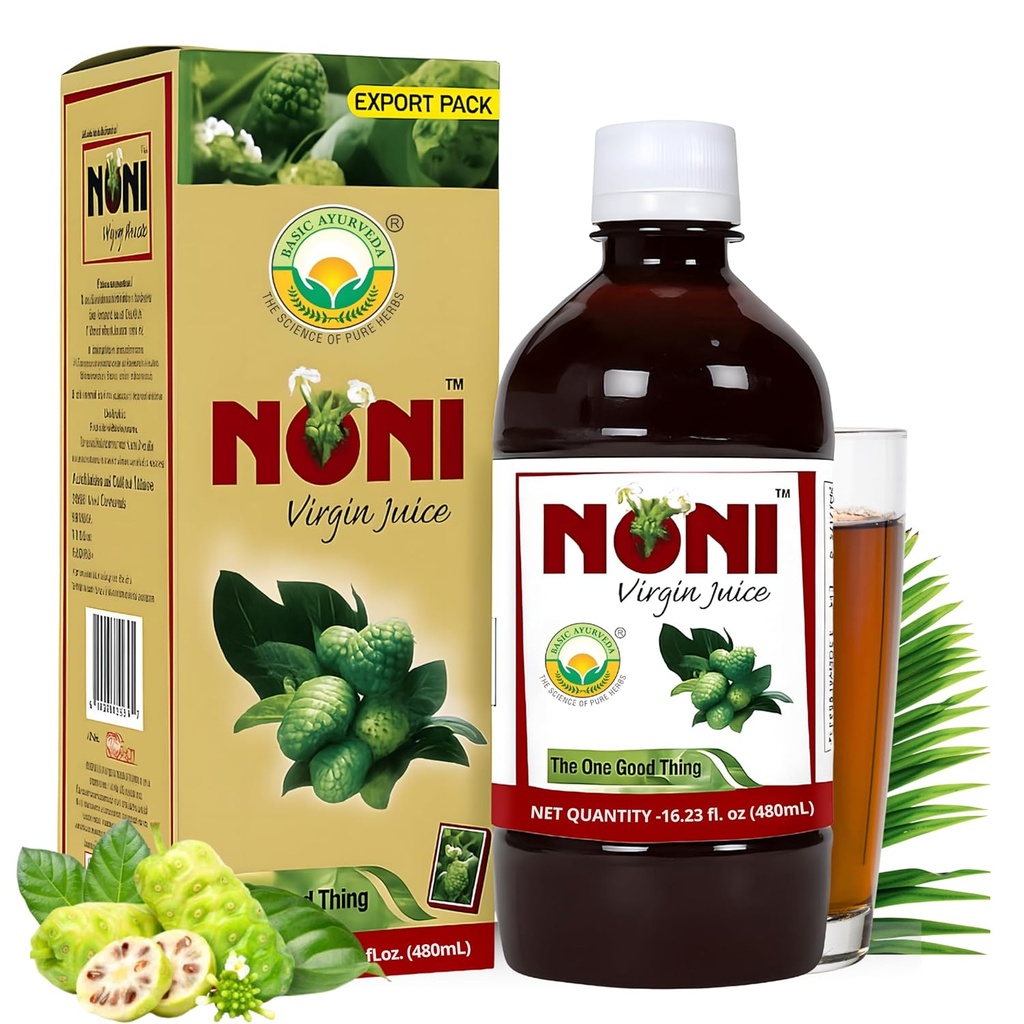 BASIC AYURVEDA Noni Virgin Fruit Juice Name 124; 16.23 Fl Oz (480ml)