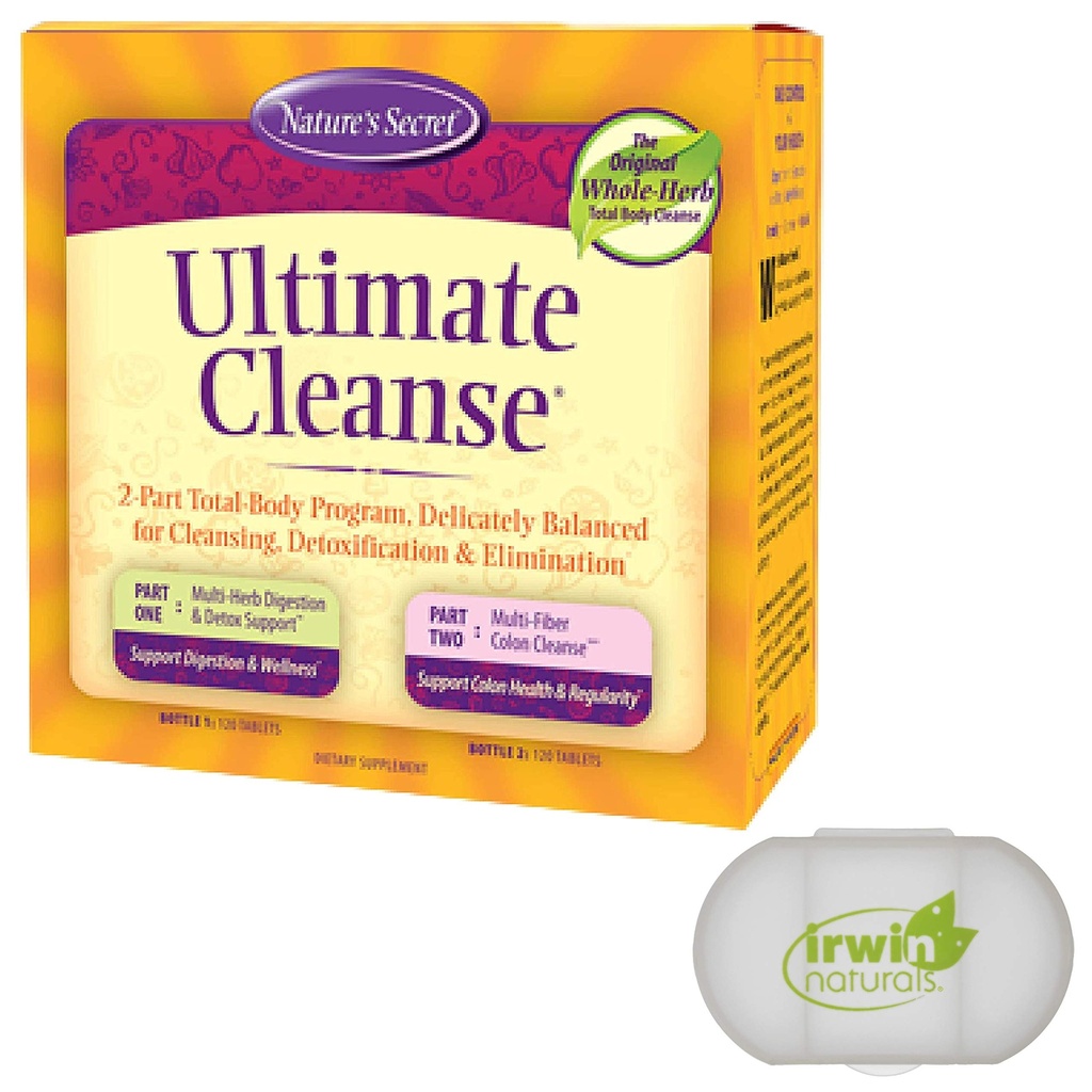 Nature 's Secret 7 Day Ultimate Cleanse - 2 Part Total Body Cleanse fremmer sund fordøjelse & Elimination med Multi- Herb Detox Blend & Multi- Fiber Colon Cleanse, 240 tabletter, med en pillekasse
