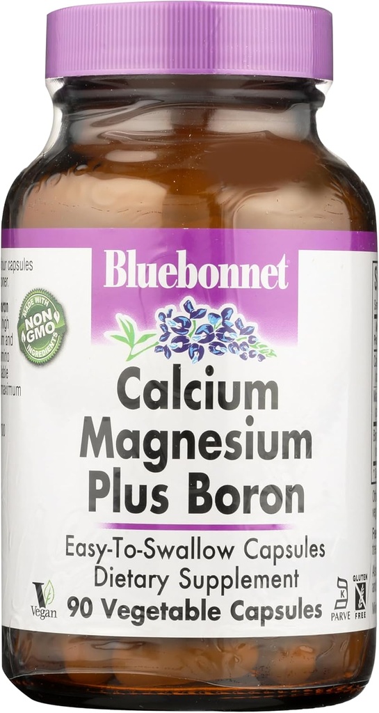 BlueBonnet Calcium Magnesium Plus Boron Vegetariske Kapsler, Off White, 90 Greve