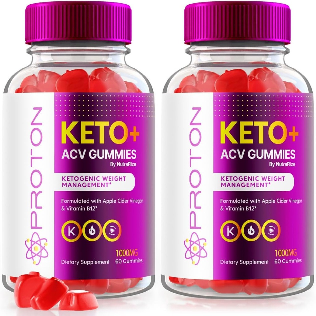 NutraRize (pakke med 2 Proton Keto + ACV Gummies Advanced Weight Health 1000 MG, Maksimum Strength Supplement, Proton Keto Gummy, Gomitas Anmeldelser (120 Gummies)