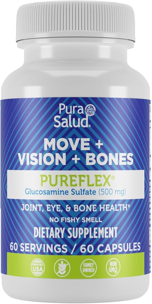 Basic Brands Pura Salud Pureflex Glucosamine Sulfate 500 mg, 60 greve (pakning med 1)